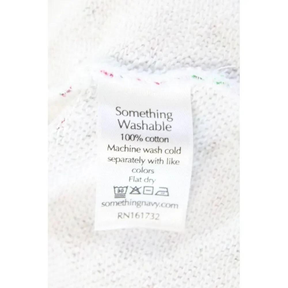 Something Navy Women's Hood Long Sleeves Sweatshirt White Pink Floral Size XXS
